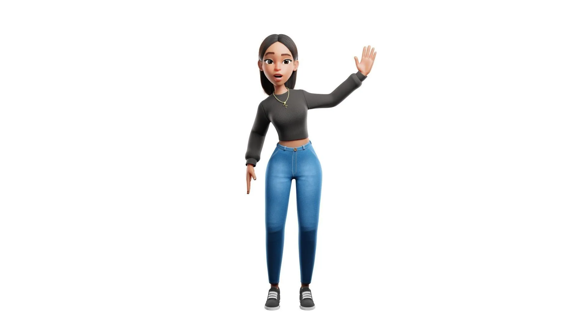 Cartoon Black Woman Teen 3D animation showcase